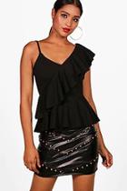Boohoo Lisa Asymmetric Ruffle Peplum Top