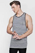 Boohoo Stripe Racer Back Vest With Parrot Embroidery