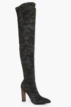 Boohoo Madison Camo Thigh High Boot Khaki