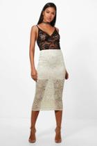Boohoo Amber Longer Length Midi Skirt Sand