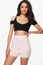 Boohoo Petite Rachel High Waisted Pocket Shorts Lotus