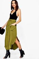 Boohoo Auretta Pocket Side Satin Woven Maxi Skirt