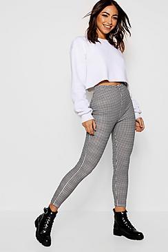 Boohoo Dogtooth Crepe Leggings