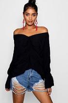 Boohoo Imogen Knot Front Batwing Off The Shoulder Top