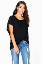 Boohoo Kate Textured Fabric Oversized T-shirt Black