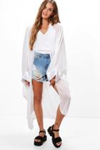 Boohoo Victoria Woven Cuff Detail Kimono Ivory