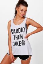 Boohoo Amelia Cardio Then Cake Running Tank Top White