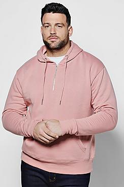 Boohoo Big And Tall Half Zip Over The Head Hoodie