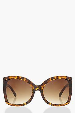 Boohoo Wave Arm Tortoiseshell Oversized Sunglasses