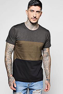 Boohoo Colour Block Cut And Sew T-shirt