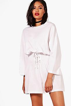 Boohoo Alison Shirred Corset Belt T-shirt Dress