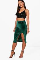 Boohoo Split Front Velvet Midi Skirts