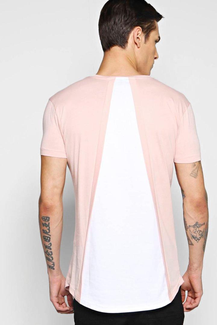Boohoo Cut And Sew Back Panel T Shirt Pink