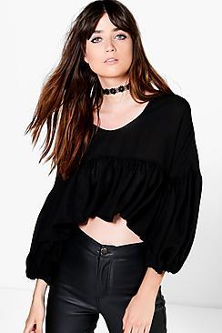 Boohoo Lily Blouson Sleeve Frill Blouse