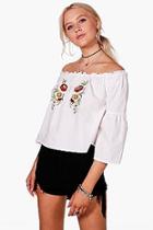 Boohoo Alice Cold Shoulder Ruched Woven Crop