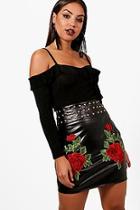 Boohoo Maya Leather Look Studded  Mini Skirt