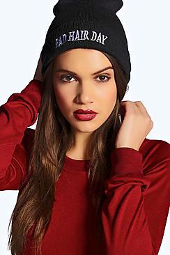 Boohoo Cara Bad Hair Day Slogan Beanie