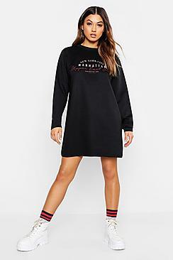 Boohoo New York Slogan Sweat Dress