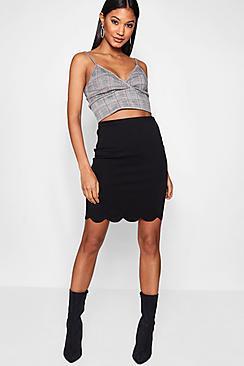 Boohoo Sophie Scallop Hem Skirt