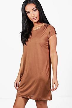 Boohoo Teresa Slinky Short Sleeve Shift Dress