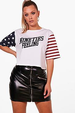 Boohoo Plus Jasmine 90's Printed Crop Tee