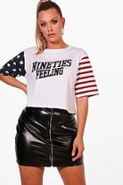 Boohoo Plus Jasmine 90's Printed Crop Tee