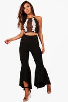 Boohoo Petite Alice Ruffle Hem Skinny Trouser Black