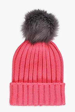 Boohoo Natasha Contrast Pom Beanie