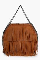 Boohoo Isla Fringe & Chain Cross Body Bag Tan