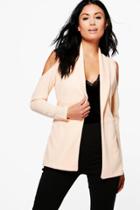 Boohoo Caroline Cold Shoulder Blazer Nude