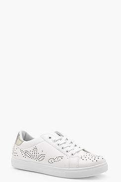 Boohoo Ella Pattern Lazer Cut Trainers