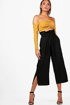 Boohoo Mara Woven Utility Paperbag Waist Culottes