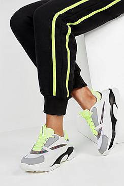 Boohoo Neon Panel Chunky Sports Trainers