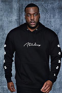 Boohoo Disney Mickey Signature Hoodie With Sleeve Print
