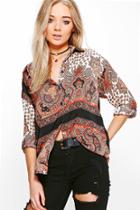 Boohoo Amelia Paisley Printed Shirt Multi