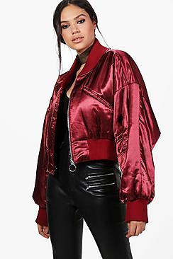 Boohoo Lottie Oversized Cropped Ma1 Bomber Jacket