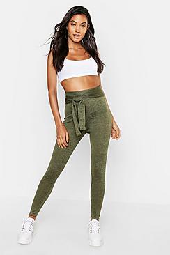 Boohoo Cut And Sew Tie Waist Leggings