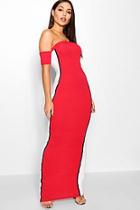 Boohoo Off The Shoulder Colour Block Maxi Dress