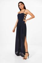 Boohoo Georgina Cut Out Side Maxi Dress Navy