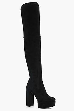 Boohoo Caroline Stretch Platform Over The Knee Boot