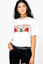 Boohoo Sarah Guns 'n' Roses Band T-shirt White