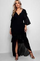 Boohoo Plus Macy Chiffon Ruffle Maxi Dress