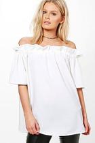 Boohoo Kylie Off The Shoulder Frill Top