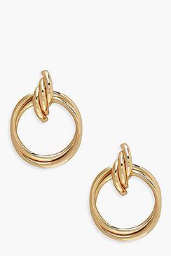 Boohoo Double Ring & Twist Drop Earrings