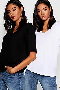Boohoo 2 Pack Basic V Front T-shirt