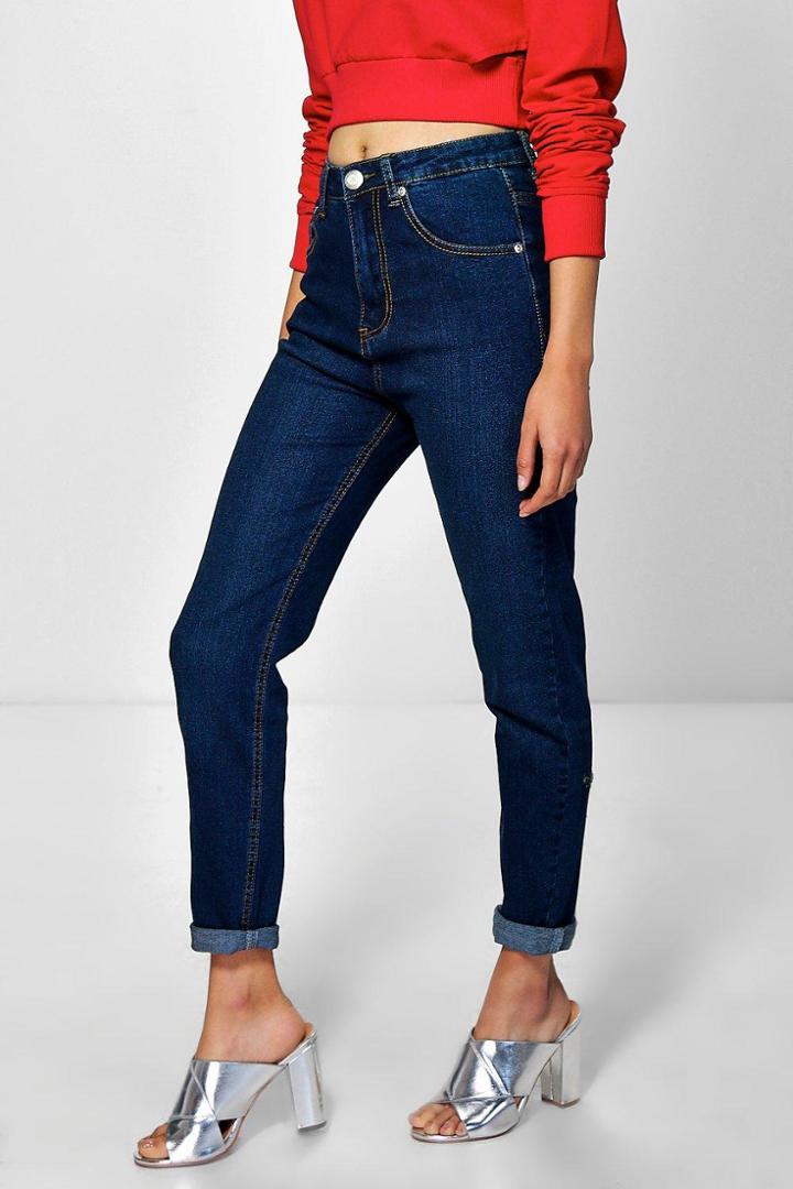 Boohoo Petite Tammy Slim Fit Mom Jean Indigo