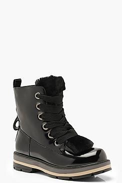 Boohoo Chunky Lace Hiker Boots