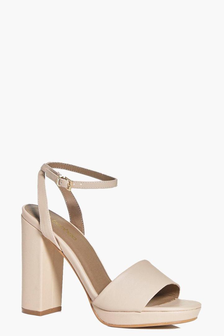 Boohoo Poppy Two Part Platform Sandal Nude