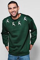 Boohoo Christmas Reindeer Print Crew Neck Sweater