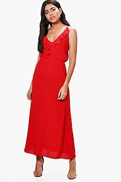 Boohoo Ruby Ruffle Wrap Front Maxi Dress